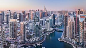 Blick über die Dubai Marina, Dubai, Vereinigte Arabische Emirate Blick über die Dubai Marina, Dubai, Vereinigte Arabische Emirate